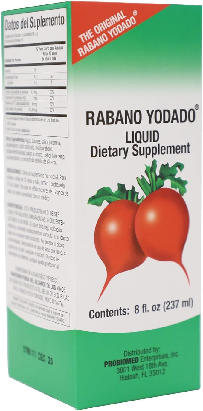 Rabano Yodado - Mejora la energía de tu cuerpo, mejora la inmunidad, extracto de rábano picante, 8 onzas líquidas, botella, rojo