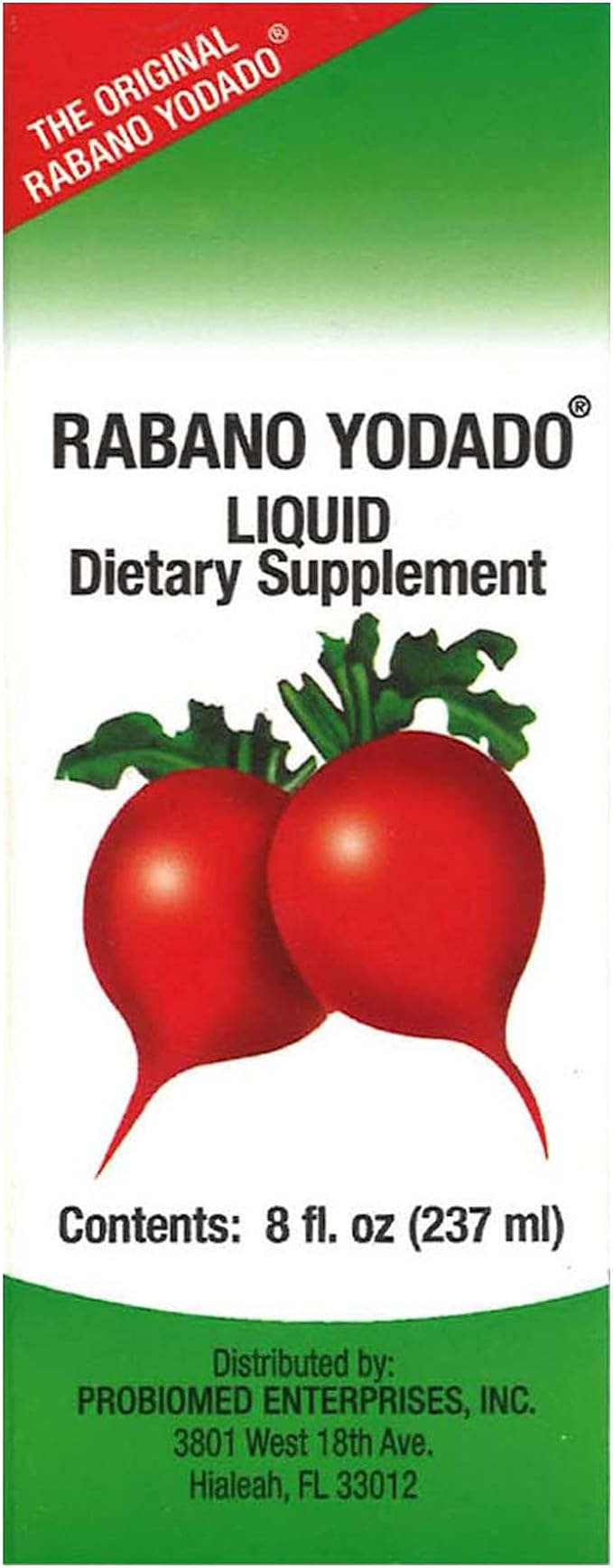 Rabano Yodado - Mejora la energía de tu cuerpo, mejora la inmunidad, extracto de rábano picante, 8 onzas líquidas, botella, rojo