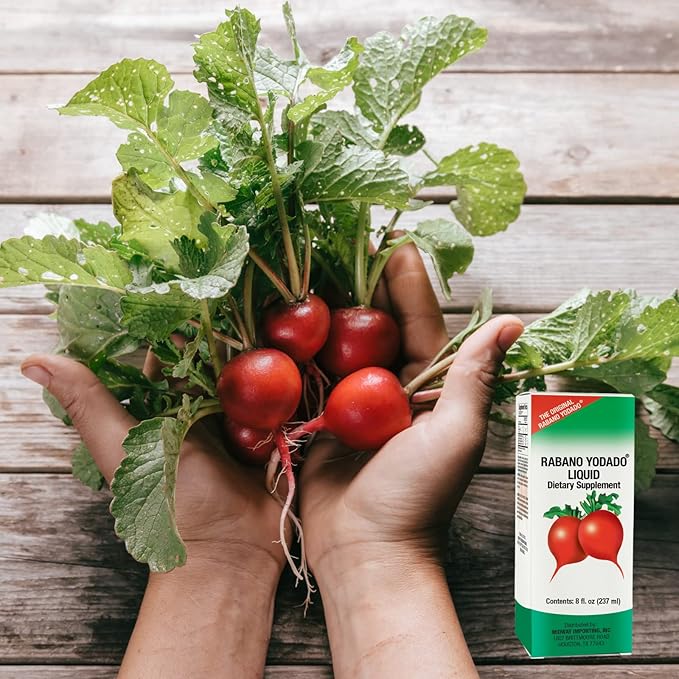 Rabano Yodado - Mejora la energía de tu cuerpo, mejora la inmunidad, extracto de rábano picante, 8 onzas líquidas, botella, rojo