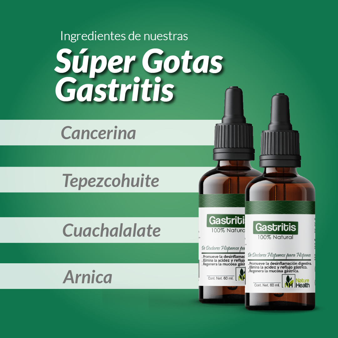 Súper Gastritis Gotas - Apoyo digestivo para la Acidez estomacal, Reflujo ácido e Indigestion