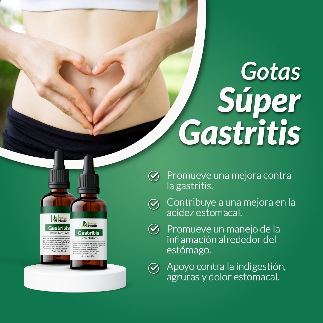 Súper Gastritis Gotas - Apoyo digestivo para la Acidez estomacal, Reflujo ácido e Indigestion