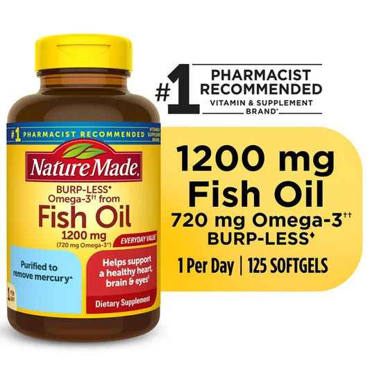 Nature Made Burp Less Omega 3 Fish Oil (Aceite de pescado) 1200 mg cápsulas blandas